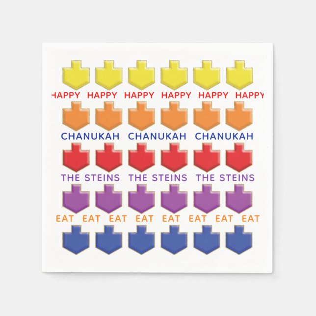 Hanukkah Napkin Personalize "3D Dreidels" Pappersservett (Framsidan)