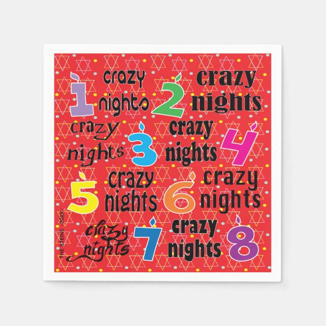 Hanukkah Napkin Personalize "8 Crazy Nights/Red Pappersservett (Framsidan)