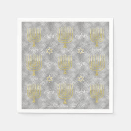Hanukkah Napkin Personalize "Elegant Menorahs" Pappersservett