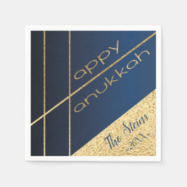 Hanukkah Napkin personalize Elegant to Navy, Guld Pappersservett
