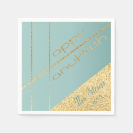 Hanukkah Napkin personalize Elegant to Turq, Guld Pappersservett