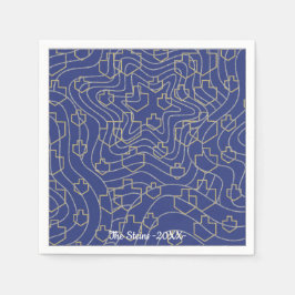 Hanukkah Napkin Personalize "Stars & Dreidels" Pappersservett