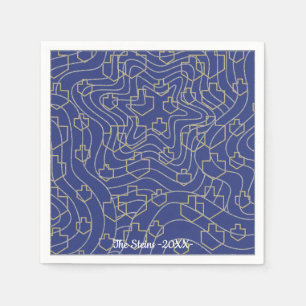 Hanukkah Napkin Personalize "Stars & Dreidels" Pappersservett