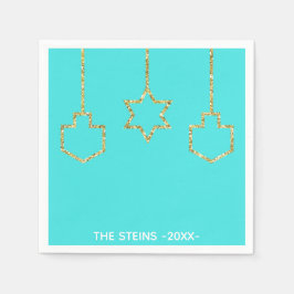 Hanukkah Napkins Personalize "Golden Charms" Pappersservett