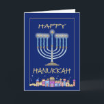 Hanukkah Night Helgkort<br><div class="desc">Chanukah/Hanukkah-helgdag-kort. Fira festivalen i ljus med familj och vänner. Inuti finns anpassadet "Må Chanukah och alla efterföljande dagar vara fyllda med glädje, skönhet och shalom."</div>