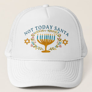 HANUKKAH NOT TODAY SANTA Funny Blommigt Handdragen Keps