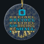 Hanukkah "O Dreidel Dreidel ..."/Circle Ornament<br><div class="desc">Hanukkah "O Dreidel Dreidel Dreidel Now Dreidel we play/Guld, Blue"/Circle Ornament. (2 sidor) Tack för att du stannar och shoppar förbi. Mycket uppskattat! Lycklig Chanukah/Hanukkah! Ge träd mycket mer helgdag med en anpassningsbar keramisk prydnadsprodukt. Lägg till familjefotografier, bilder och personligt meddelande på båda sidor om den här prydnaden. En kniv...</div>