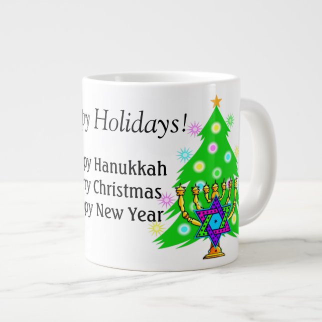 Hanukkah och Jul - tillsammans kaffe Mugg Jumbo Mugg (Framsida höger)