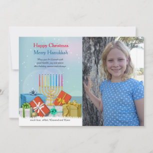 Hanukkah och julfotohelgdagkort julkort