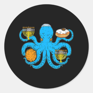 Hanukkah Octopus Chanukah Jewish s Runt Klistermärke