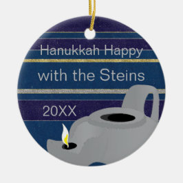 Hanukkah ’Oil Lamp/Guld’ Circle Ornament