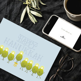 Hanukkah Olive Menorah | Blek Blue Corporate Logot Kort