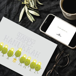 Hanukkah Olive Menorah | Grått Corporate Logotyp Kort
