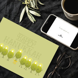 Hanukkah Olive Menorah | Grönt Corporate Logotyp Kort
