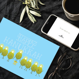 Hanukkah Olivmenorah | Baby Blue Företagets logoty Kort