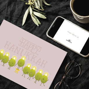Hanukkah Olivmenorah Mauve företagslogotyp Kort