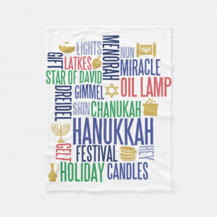 Hanukkah Ord Helgdag Central Blanket Fleecefilt