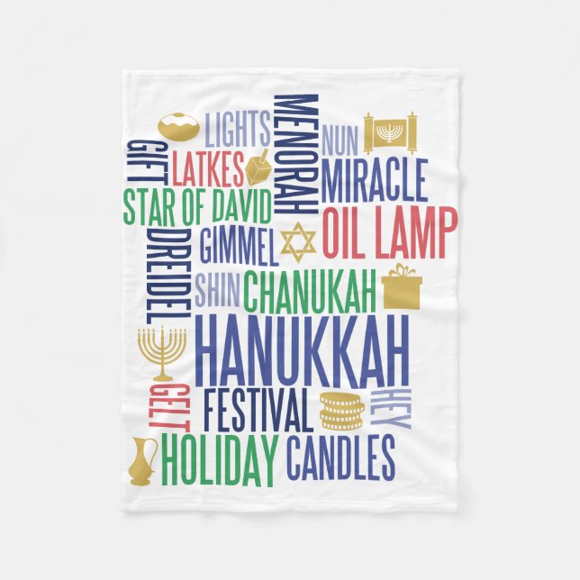 Hanukkah Ord Helgdag Central Blanket Fleecefilt (Framsidan)