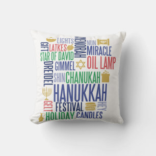 Hanukkah Ord Helgdag Dekorativ kudde