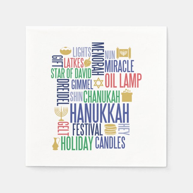 Hanukkah Ord Helgdag Papper Napkins Pappersservett (Framsidan)