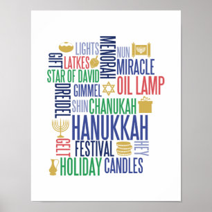 Hanukkah Ord Helgdag Poster tecken