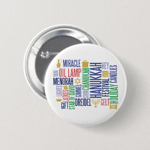 Hanukkah Ord Helgdag Round Button Knapp