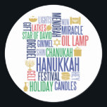 Hanukkah Ord Helgdag Round Stickers Runt Klistermärke<br><div class="desc">Du hittar ytterligare samordningsposter i vår "Hanukkah Ord Helgdag"-samling.</div>