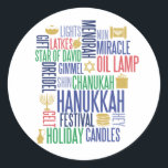 Hanukkah Ord Helgdag Round Stickers Runt Klistermärke<br><div class="desc">Du hittar ytterligare samordningsposter i vår "Hanukkah Ord Helgdag"-samling.</div>
