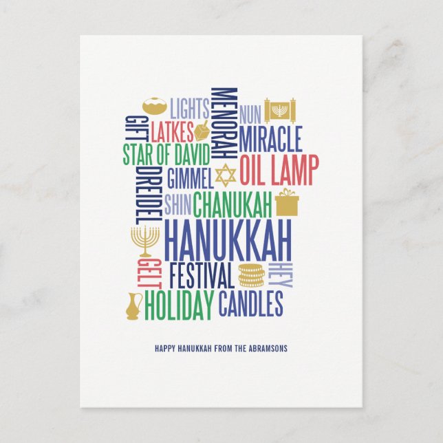 Hanukkah Ord Helgdag vykort (Framsida)