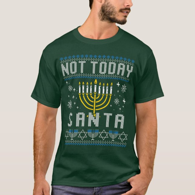 Hanukkah Pajamas Notoday Santa Chanukah PJs retro T Shirt (Framsida)