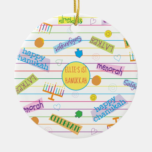 Hanukkah "Party Chanukah" Circle Ornament (Framsidan)