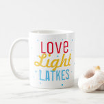 Hanukkah Party Kärlek Light Latkes Personlig Kaffemugg<br><div class="desc">Vår Hanukkah Party Kärlek Light Latkes Personlig Funny Quote Coffee Mugg kommer att få alla in i Helgdag! Pressa upp morgonkaffet till helgdagarna. Ett personlig mugg ger en underbar helgdag till speciella familj, vänner och kunder. Det färgstarka, humoristiska ordspråket står ut på den svarta stjärnnattens bakgrund. Fullt med favoritbehandling för...</div>