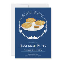 Hanukkah Party Smiling Latkes Blue White Helgdag