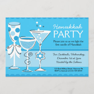 Hanukkah partyinbjudningar med coctailar inbjudningar
