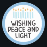 Hanukkah Peace and Light Sticker Runt Klistermärke<br><div class="desc">Hanukkah-design.</div>