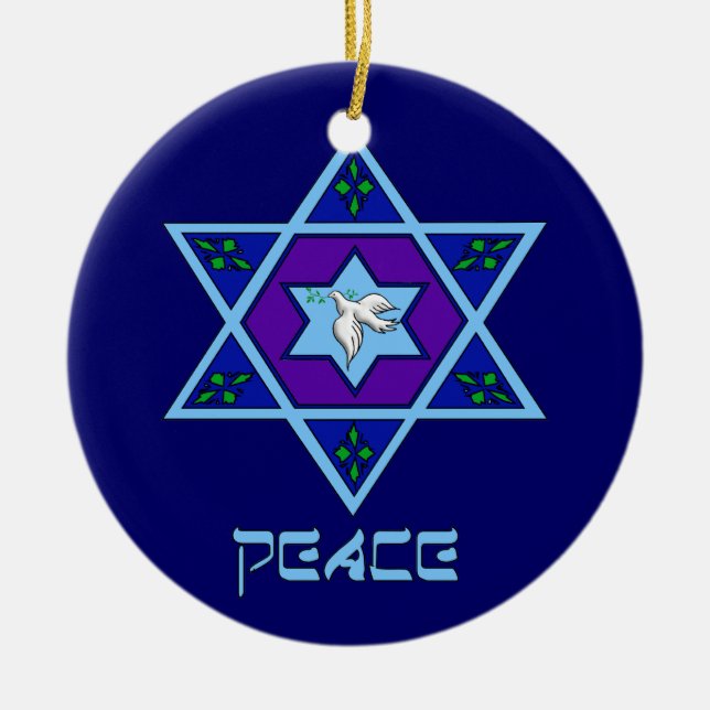 Hanukkah Peace Art Julgransprydnad Keramik (Framsidan)