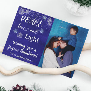 Hanukkah Peace Kärlek Light Photo Snowflake Blue Julkort