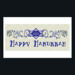 Hanukkah Peace Star Rektangulärt Klistermärke<br><div class="desc">Scrollwork har en stjärnan av David med ett Fredstecken i mitten och en önskan om en Lycklig Hanukkah.</div>