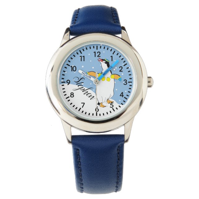 Hanukkah Penguin Watch Personalize Armbandsur (Framsida)