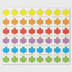 Hanukkah Personalize Giftwrap "Dreidel Färger" Presentpapper