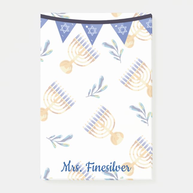 Hanukkah personlig Blue star of David Post-it Block (Framsida)