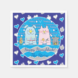Hanukkah Pets Napkins Cocktail Personalize Pappersservett