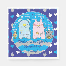 Hanukkah Pets Napkins Standard Storlek Blues Pappersservett