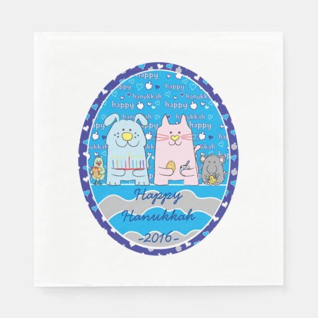 Hanukkah Pets Napkins Standard Storlek Pappersservett (Framsidan)