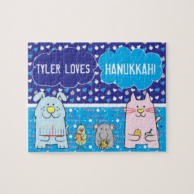 Hanukkah"PETS" Personlig Puzzle Pussel (Horisontell)