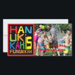 Hanukkah Photo Card/2 sided Hanukkah is Funukkah Julkort<br><div class="desc">"Hanukkah is Funukkah" glansigt, fotokort med vitt kuvert. 2 Sida-anpassa genom att ersätta foton och formuleringar. Anpassa ordalydelsen genom att välja ditt favoritteckensnitt stil, färg och storlekt. Leta efter vårt matchande "Hanukkah is Funukkah" hälsningskort och adressetikett. Tack för att du stannade och shoppade förbi! Mycket uppskattade. Lycklig Hanukkah! Storlek: Spread-glädje...</div>
