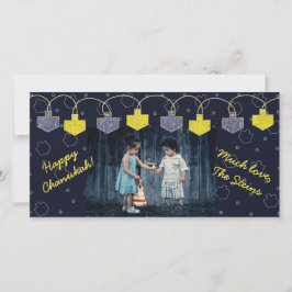 Hanukkah Photo Card "Dreidel Banner" Julkort