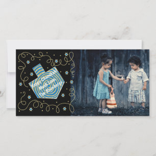 Hanukkah Photo Card "Dreidel Spinner" Julkort