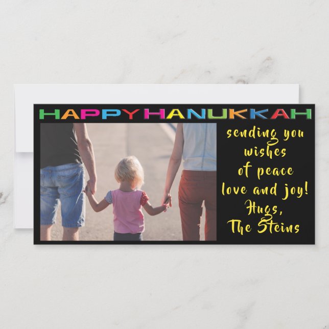 Hanukkah Photo Card "Lycklig Hanukkah" Julkort (Framsida)