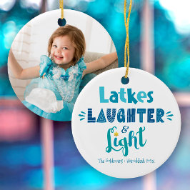 Hanukkah Photo Latkes LaughLight Roligt Modern Julgransprydnad Keramik